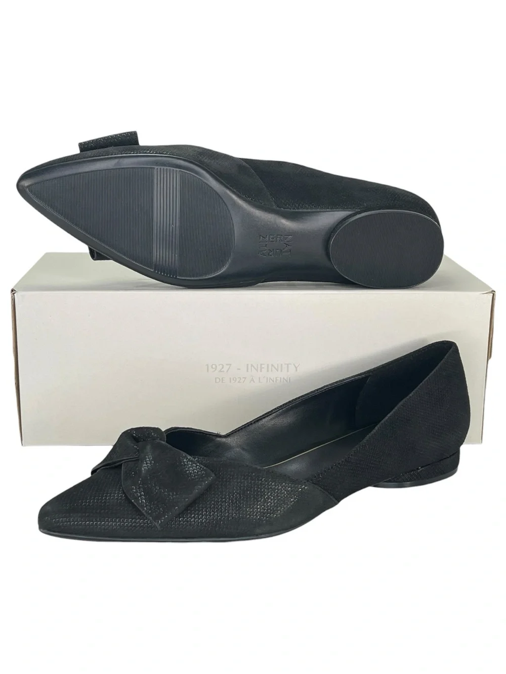 Naturalizer Havana Bow Black Leather Womens Flats Size 9.5M